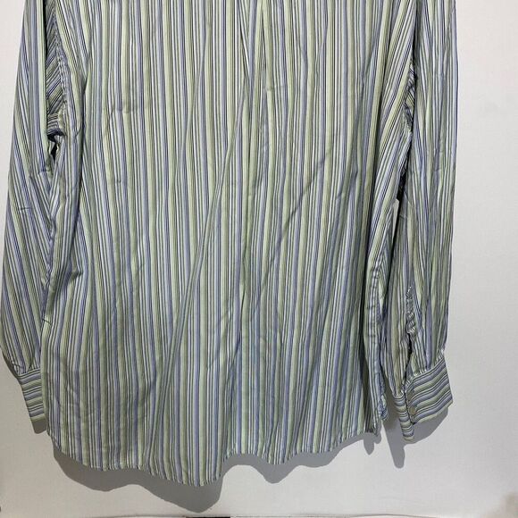 Tommy Hilfiger Men's Striped Button-Down Dress Shirt Blue/Green Size XL - Picture 6 of 7